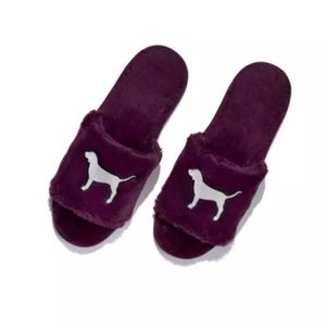 Victoria's Secret Pink Faux-Fur Slippers Small